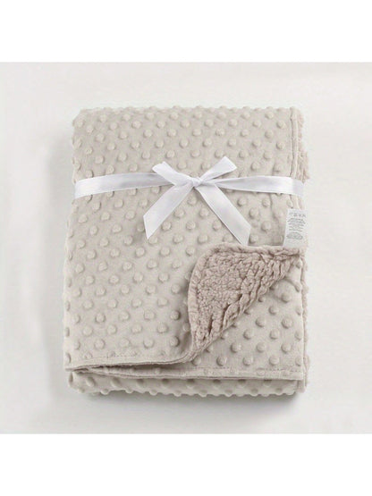1pc Double-Layer Baby Blanket, Dotted Plush Tactile Blanket, Stroller Blanket, All Season