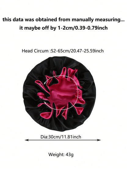 1pc Double-Sided Satin Sleep Cap With Adjustable Button, Reversible Silk Hair Wrap Suitable For Curly Hair, Nighttime Hair Care Headband