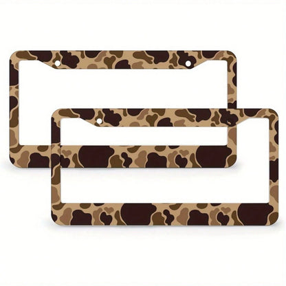 1pc Duck Vintage Camouflage License Plate Frame- Suitable For Front And Rear License Plates, Car License Plate Holder, License Plate Cover Accessory, With 2 Holes, Compatible With Standard US Vehicle