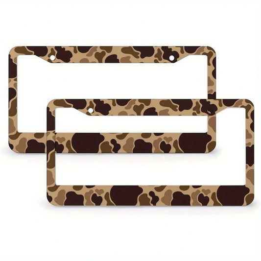 1pc Duck Vintage Camouflage License Plate Frame- Suitable For Front And Rear License Plates, Car License Plate Holder, License Plate Cover Accessory, With 2 Holes, Compatible With Standard US Vehicle