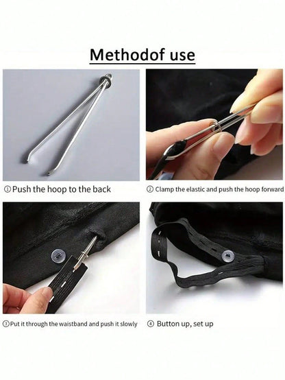 1pc Elastic Band Threader Clip For Sewing DIY, Belt Guide Needle Tool For Trousers