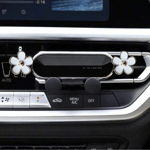 1pc Elegant Flower Car Phone Holder, Exquisite Flower Air Vent Clip Design, Horizontal & Vertical Installation, Auto Lock Stable, Universal Car Navigation Bracket, Fashionable Car Accessory To Add Ref