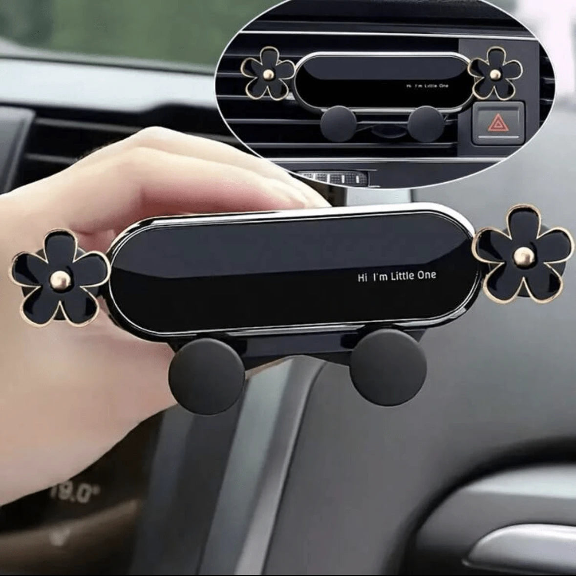 1pc Elegant Flower Car Phone Holder, Exquisite Flower Air Vent Clip Design, Horizontal & Vertical Installation, Auto Lock Stable, Universal Car Navigation Bracket, Fashionable Car Accessory To Add Ref