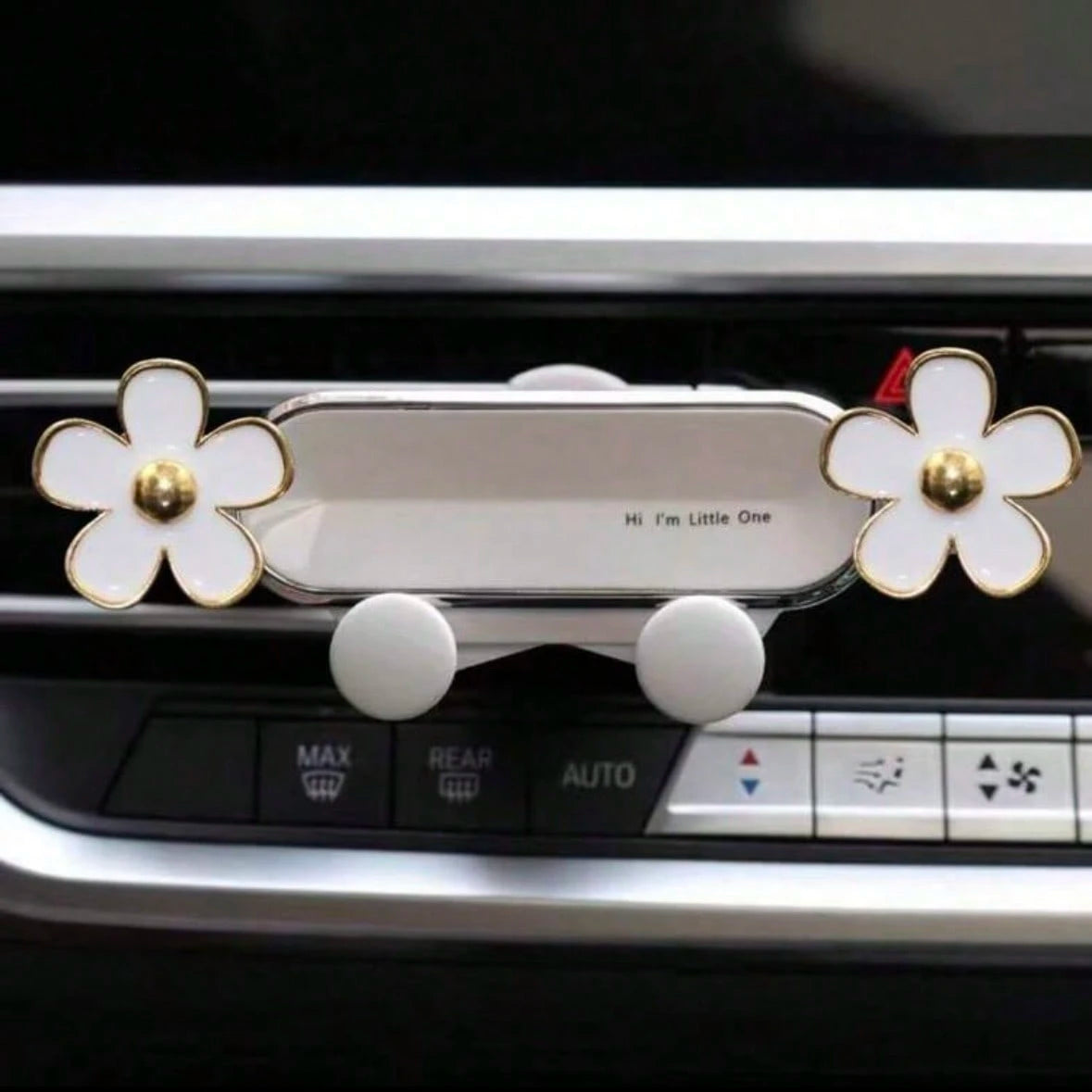 1pc Elegant Flower Car Phone Holder, Exquisite Flower Air Vent Clip Design, Horizontal & Vertical Installation, Auto Lock Stable, Universal Car Navigation Bracket, Fashionable Car Accessory To Add Ref
