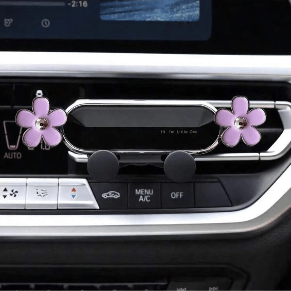 1pc Elegant Flower Car Phone Holder, Exquisite Flower Air Vent Clip Design, Horizontal & Vertical Installation, Auto Lock Stable, Universal Car Navigation Bracket, Fashionable Car Accessory To Add Ref