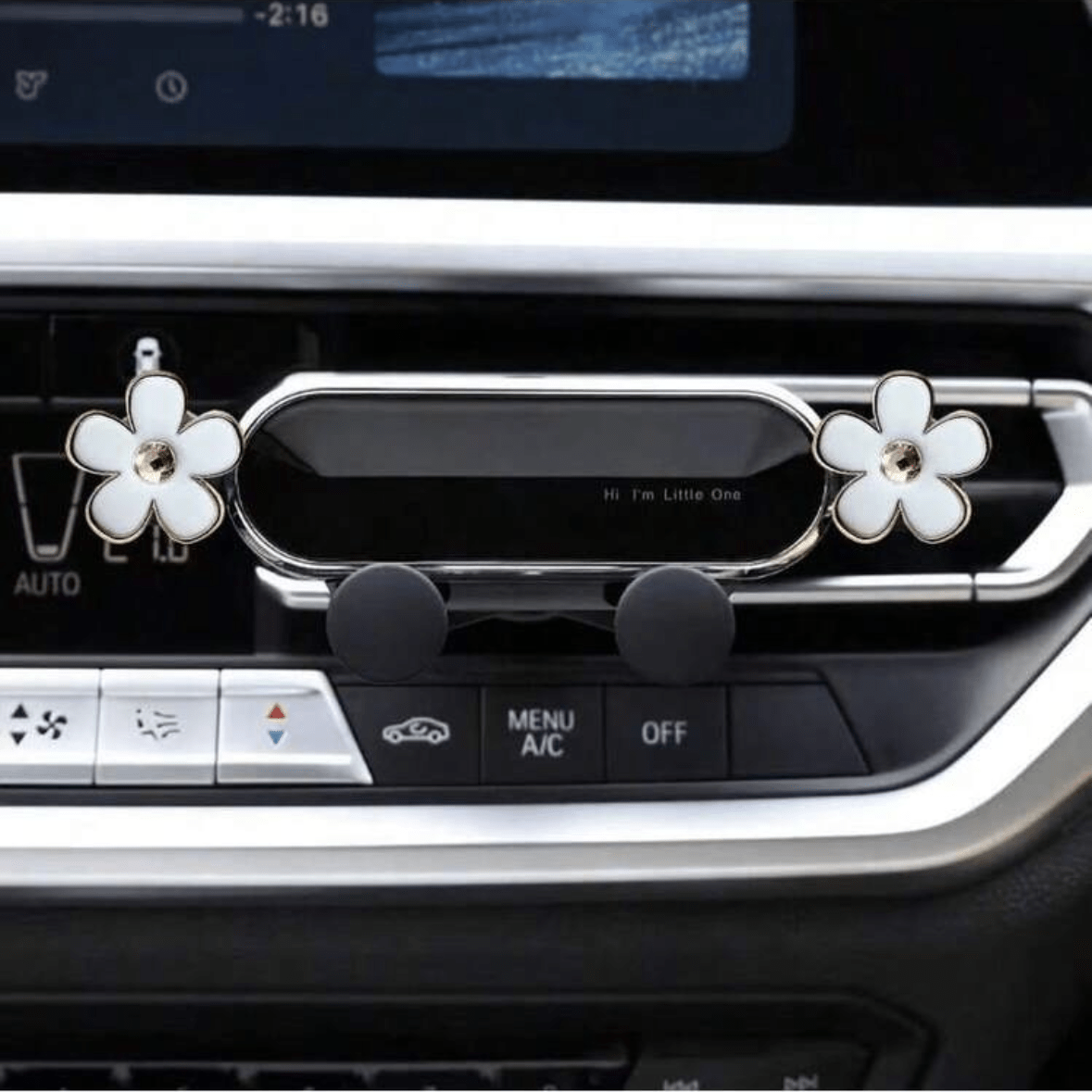 1pc Elegant Flower Car Phone Holder, Exquisite Flower Air Vent Clip Design, Horizontal & Vertical Installation, Auto Lock Stable, Universal Car Navigation Bracket, Fashionable Car Accessory To Add Ref