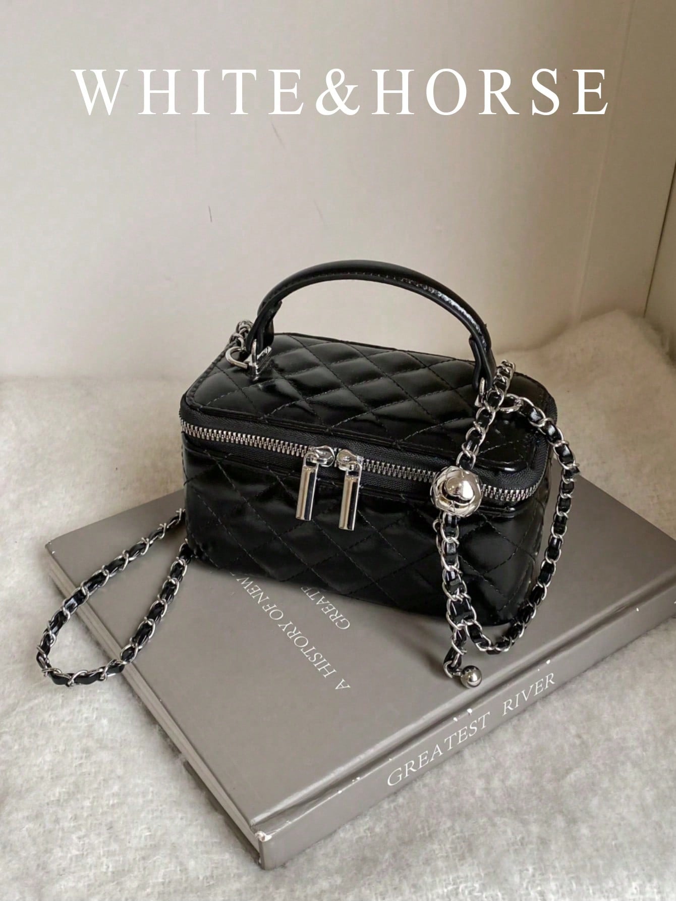 1pc Fashion PU Quilted Diamond Stitch Zipper Clutch Bag, Versatile Ladies Handbag With Detachable Shoulder Chain