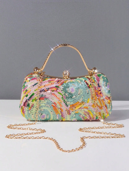 1pc Fashionable Single-Sided Evening Dress Handbag, Charming And Elegant, Discreetly Luxurious Sequin Handbag For Women, Suitable For Parties, Business And Unexpected Occasions, Suitable For Ladies, G