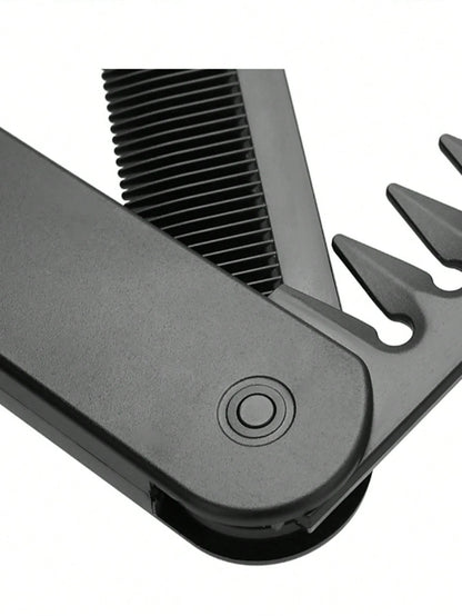 1pc Foldable Comb/Beard Brush- Dual Teeth Design, Suitable For Styling And Decoration, Portable Design, Fits Various Hairstyles. Men's Hair Comb, Barber Supplies, Men's Accessories, Men's Headwear