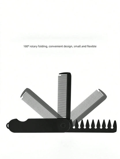 1pc Foldable Comb/Beard Brush- Dual Teeth Design, Suitable For Styling And Decoration, Portable Design, Fits Various Hairstyles. Men's Hair Comb, Barber Supplies, Men's Accessories, Men's Headwear