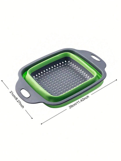 1pc Foldable Cutting Board Set- Collapsible Dishwasher-Safe Prep Bowl, Built-In Fruit/Vegetable Strainer & Non-Slip Base- 8.5QT Kitchen Sink Organizer With Knife- Space-Saving For RVs, Apartments