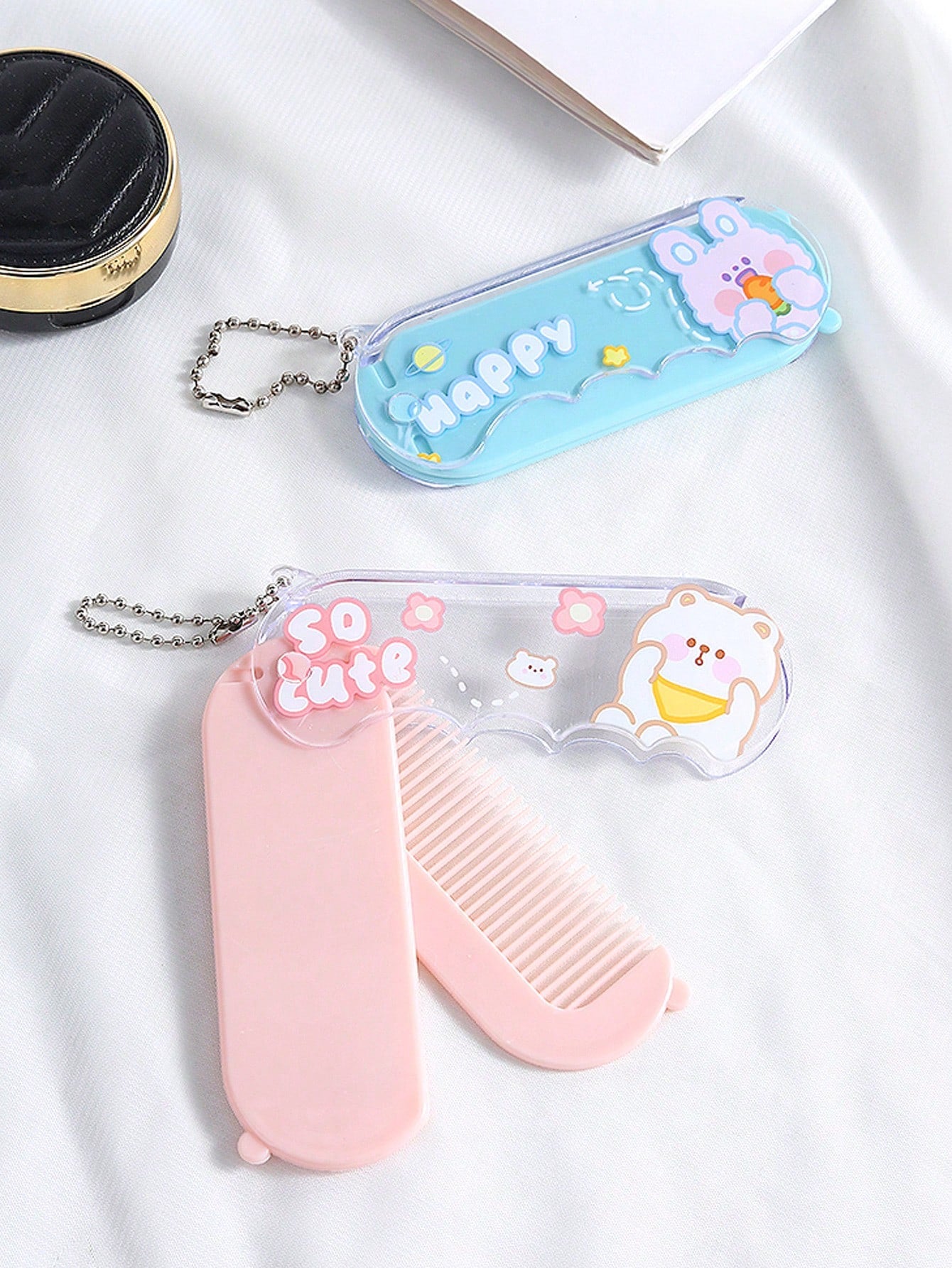 1pc Foldable Travel Comb And Mirror Set, Portable Comb And Mirror Set, Mini Comb, Small Portable Comb And Mirror Folding Makeup Mirror, Massage Comb, Suitable For Outdoor Travel, Home Use, Suitable Fo