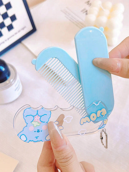 1pc Foldable Travel Comb And Mirror Set, Portable Comb And Mirror Set, Mini Comb, Small Portable Comb And Mirror Folding Makeup Mirror, Massage Comb, Suitable For Outdoor Travel, Home Use, Suitable Fo