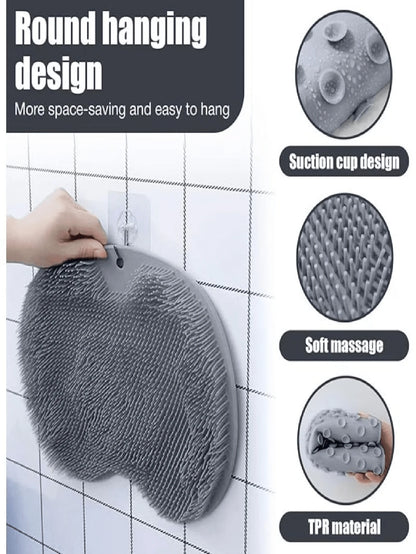 1pc Foot Scrubbing Pad, Bathroom Foot Massage Exfoliator, Back Scrubbing Pad With Suction Cups, Suitable For Bathroom, Toilet, Shower, Dorm, Back To School Supplies, Bathroom Decor Accessories, Cleani