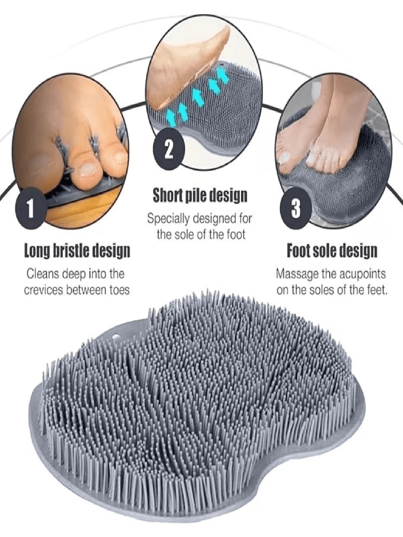 1pc Foot Scrubbing Pad, Bathroom Foot Massage Exfoliator, Back Scrubbing Pad With Suction Cups, Suitable For Bathroom, Toilet, Shower, Dorm, Back To School Supplies, Bathroom Decor Accessories, Cleani