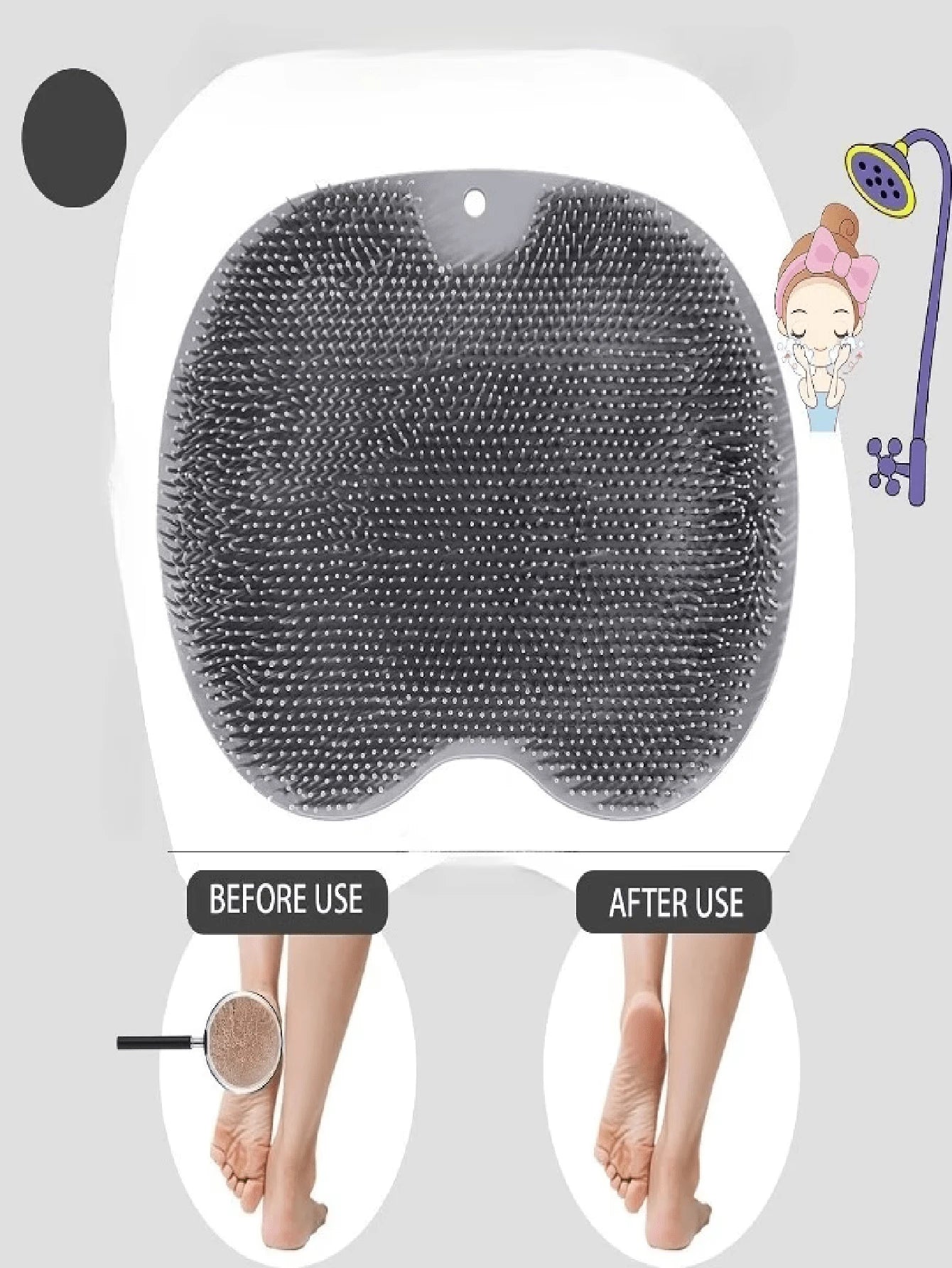 1pc Foot Scrubbing Pad, Bathroom Foot Massage Exfoliator, Back Scrubbing Pad With Suction Cups, Suitable For Bathroom, Toilet, Shower, Dorm, Back To School Supplies, Bathroom Decor Accessories, Cleani