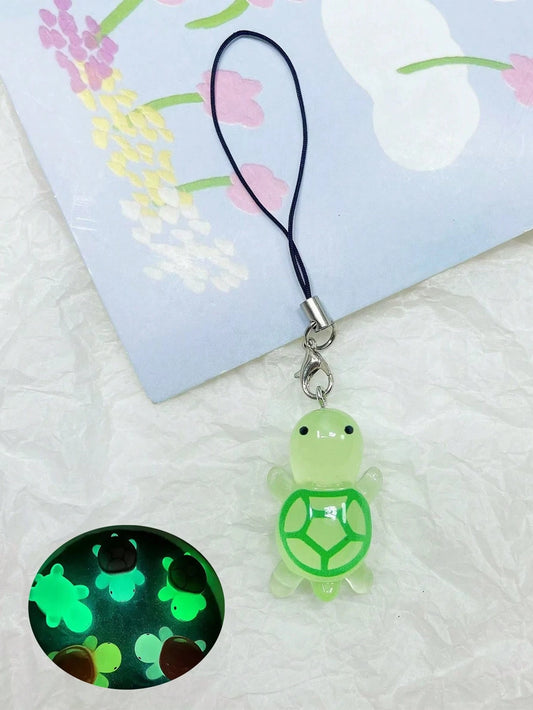 1pc Glow-In-The-Dark Cute Minimalist Green Sea Turtle Beaded Phone Lanyard, Phone Charm, Ocean Animal Phone Accessory Gifts For Mother, Family, Friends, Birthday, Holiday Phone Chain