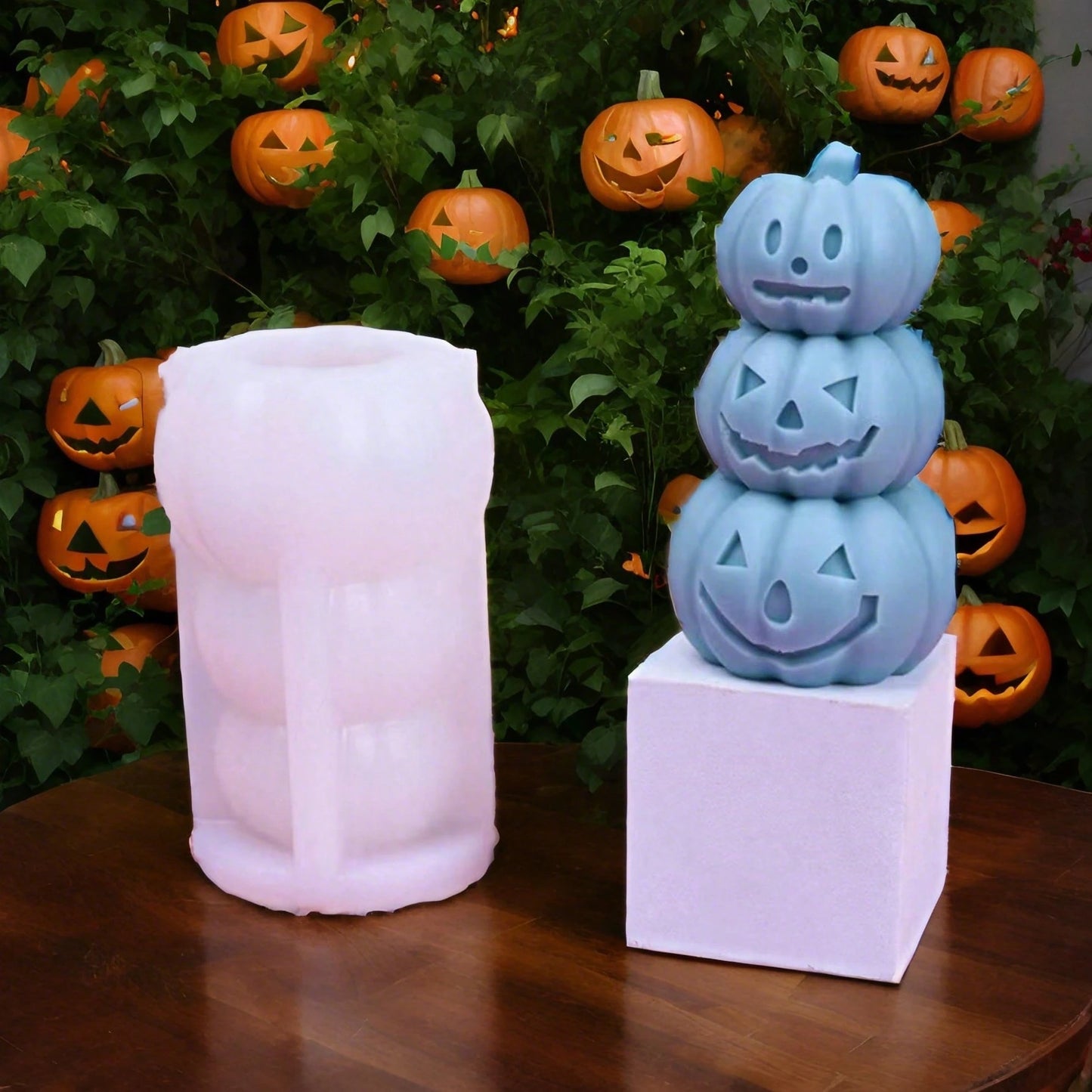 1pc Halloween 3-In-1 Pumpkin Candle Silicone Mold, Halloween Candle Decor Home Plaster Figurine Silicone Mold