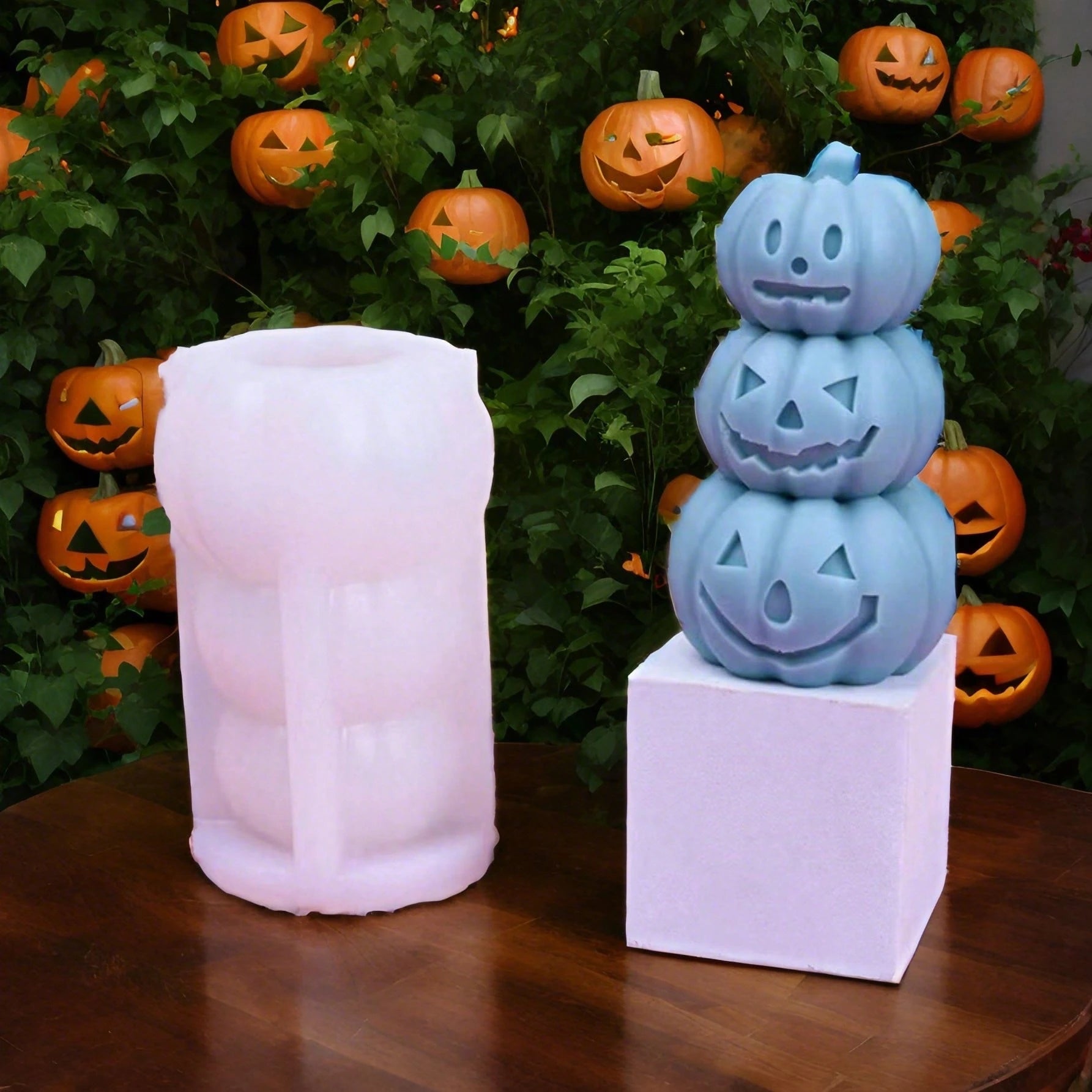 1pc Halloween 3-In-1 Pumpkin Candle Silicone Mold, Halloween Candle Decor Home Plaster Figurine Silicone Mold