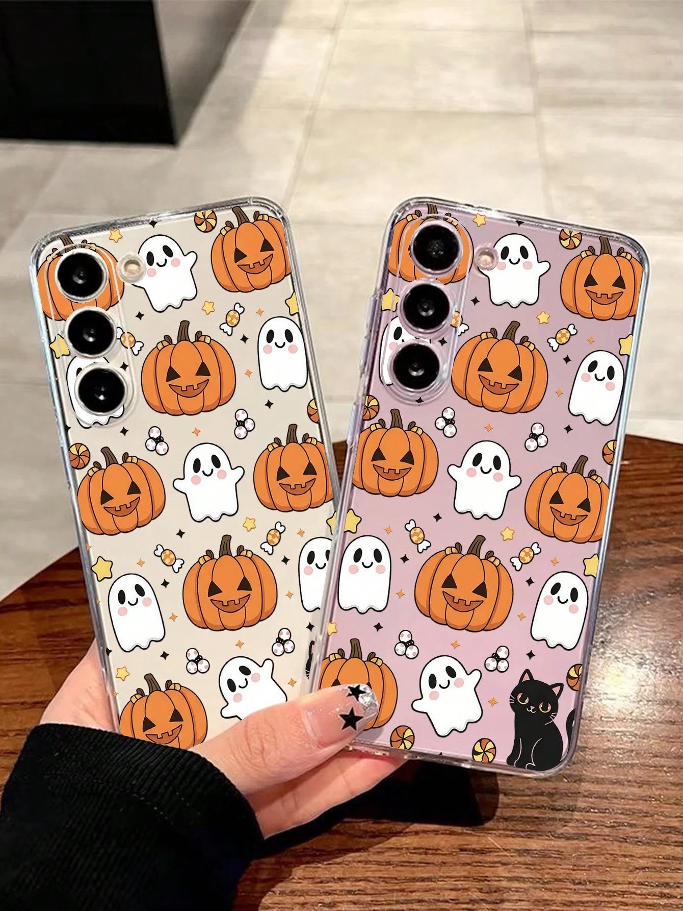 1pc Halloween Pumpkin Lantern Ghost Black Cat Transparent Soft Phone Case Protective Cover Compatible With Huawei Honor, Galaxy A04e/12/A13/A14/A34/A50/A52/A53/A54/S21/S22/S23/S24/S25/S25Ultra/S25FE/S