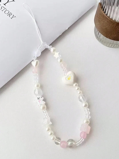 1PC Ins Graffiti Bear West Highland Chain Beaded Jewelry Universal Mobile Phone Ccd Camera Lappel Bracelet Pendant Wrist Diy Gifts For Mother, Family, Friends, Birthday, Holiday Phone Charm, Phone Cha