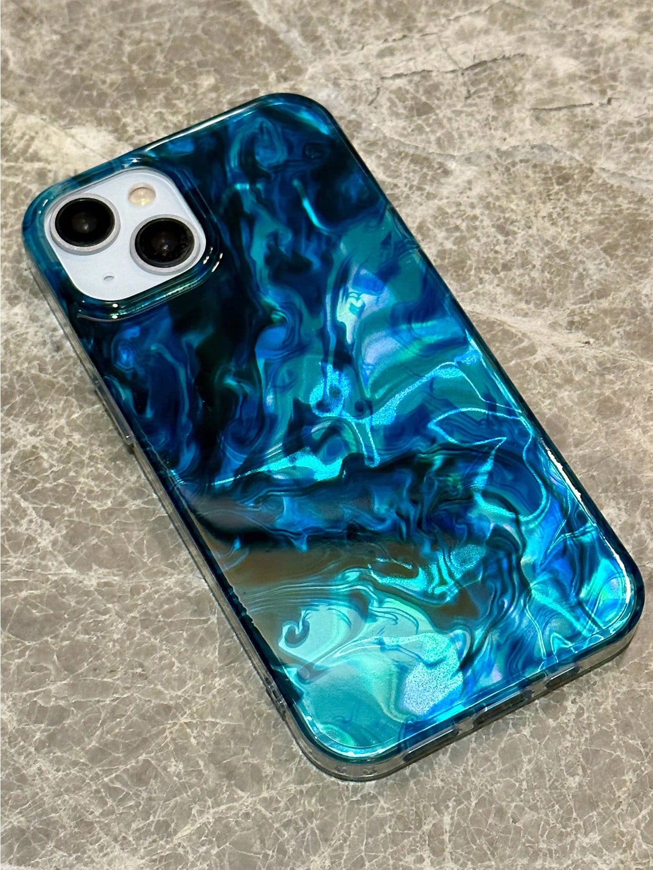 1PC Ins Water Ripple Shell- Blue Ocean Wave IMD Full Coverage Anti-Drop TPU Phone Case Compatible With Apple 11 Pro Max/12 Pro Max/13 Pro Max/14 Pro Max/15 Pro Max/16 Pro Max/17 Pro Max