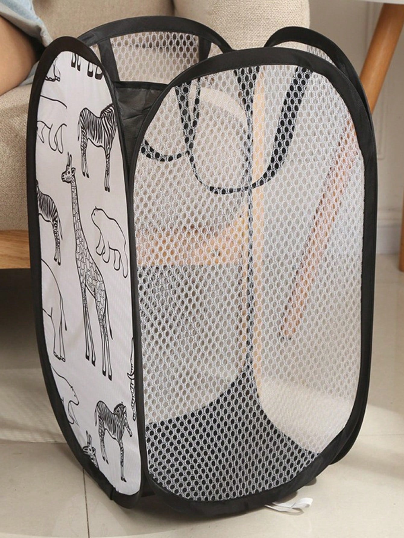 1pc Kids Cartoon Dirty Clothes Laundry Basket, Foldable Bathroom Storage Hamper For Children Bedroom