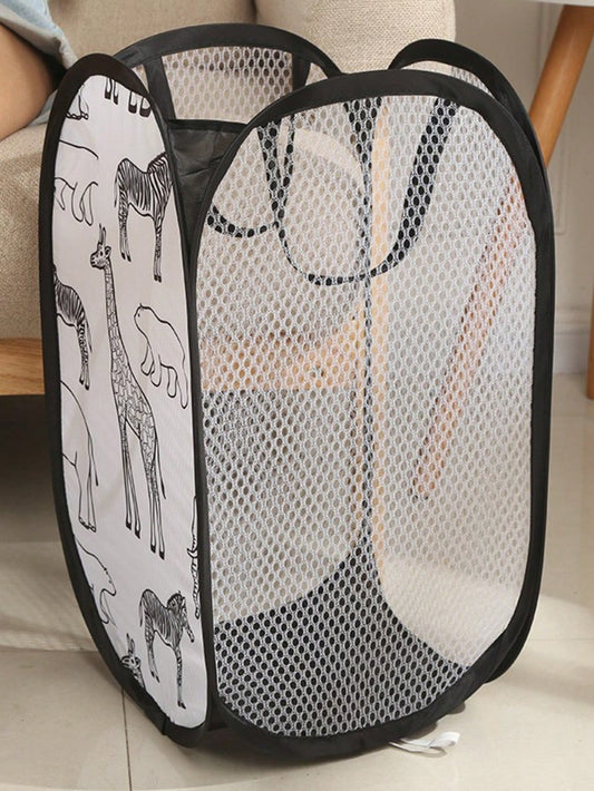 1pc Kids Cartoon Dirty Clothes Laundry Basket, Foldable Bathroom Storage Hamper For Children Bedroom