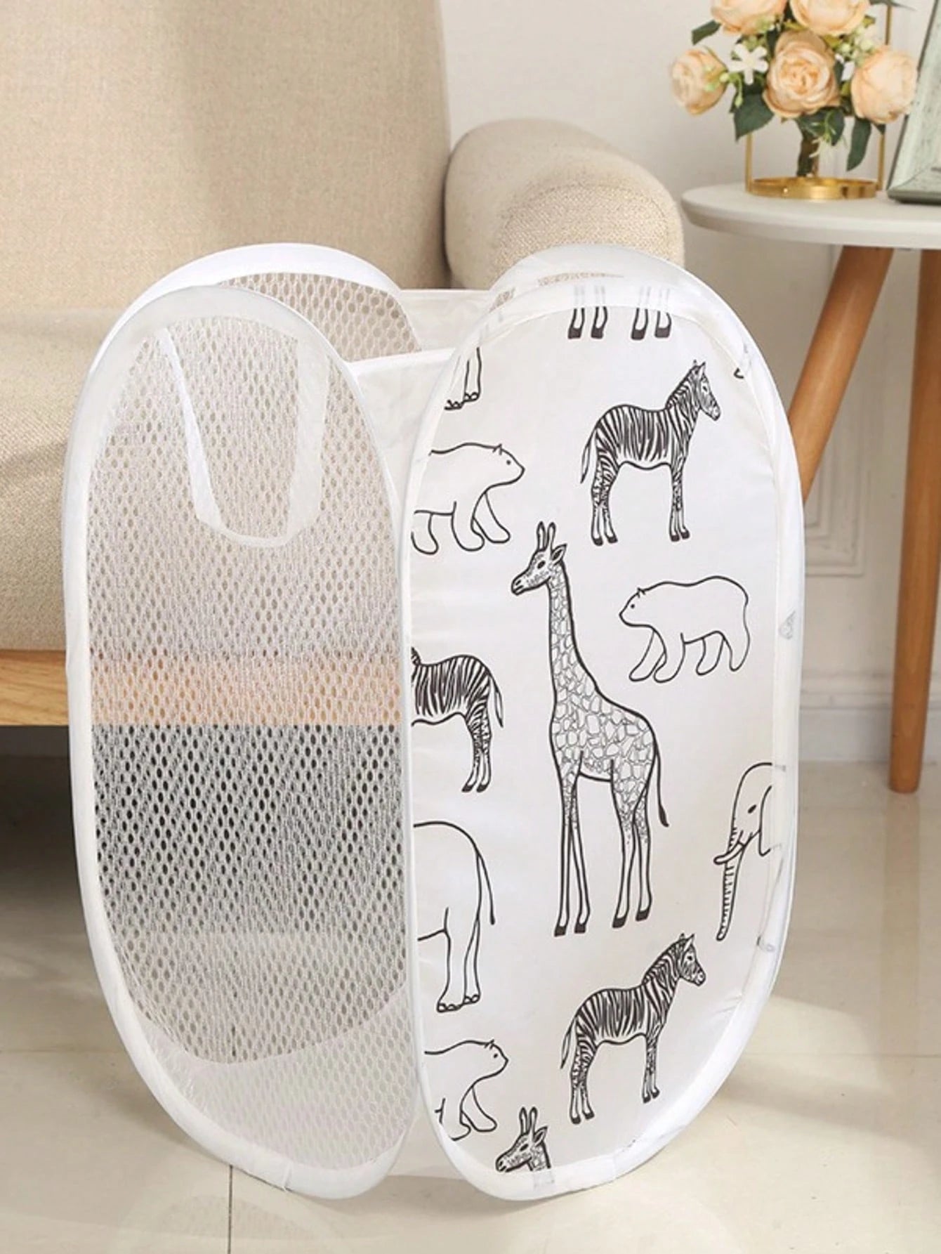 1pc Kids Cartoon Dirty Clothes Laundry Basket, Foldable Bathroom Storage Hamper For Children Bedroom