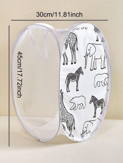 1pc Kids Cartoon Dirty Clothes Laundry Basket, Foldable Bathroom Storage Hamper For Children Bedroom