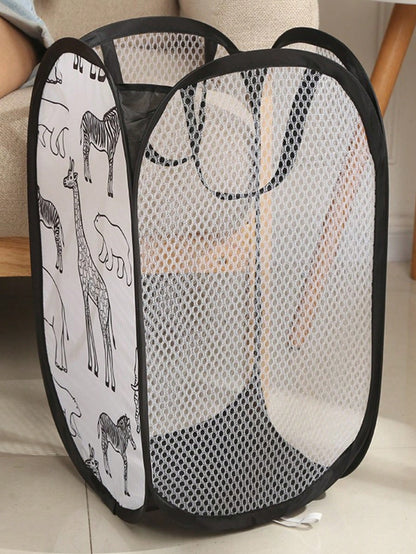 1pc Kids Cartoon Dirty Clothes Laundry Basket, Foldable Bathroom Storage Hamper For Children Bedroom