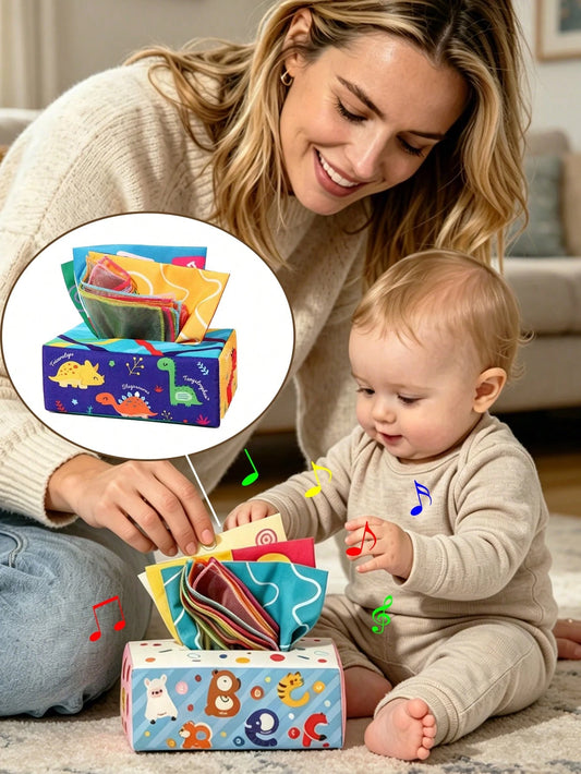 1PC Kids Tissue Pulling Toy With Rustling Sound Early Learning Toy For Color And Hand Training Great For Indoor Games And Parent-Child Time