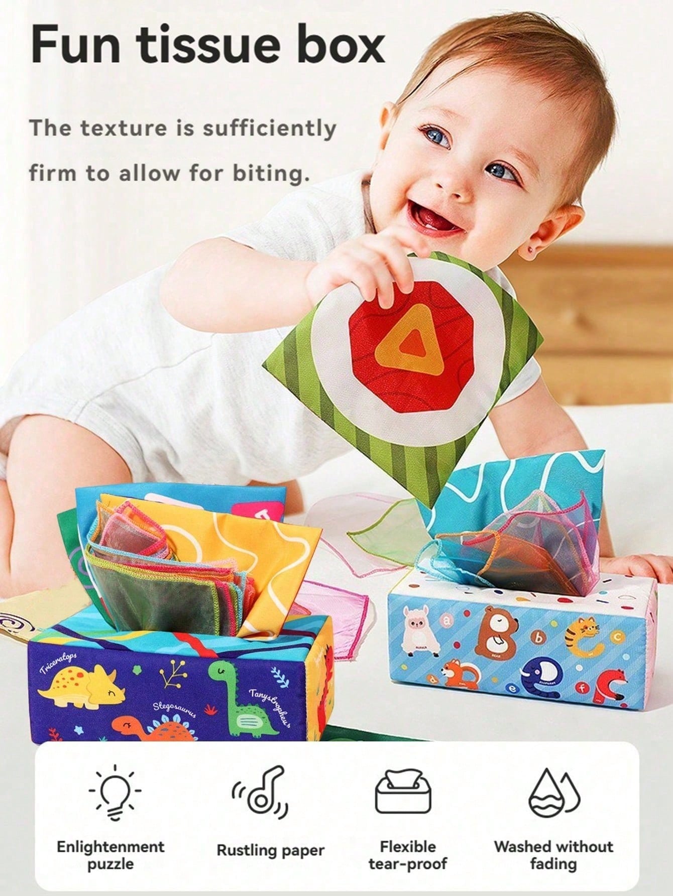 1PC Kids Tissue Pulling Toy With Rustling Sound Early Learning Toy For Color And Hand Training Great For Indoor Games And Parent-Child Time