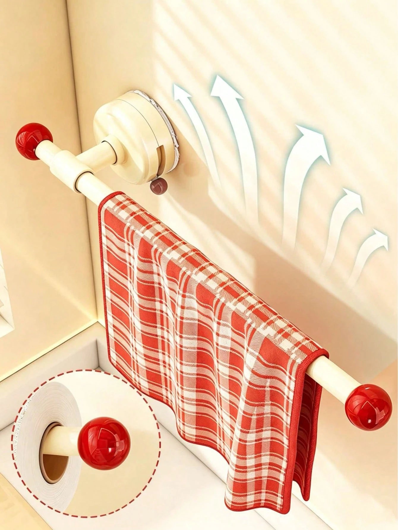 1PC Kitchen Paper Towel Holder Cabinet Door Under-Cabinet Hanging Roll Paper Rack Storage Shelf Clip-On Hanging Plastic Wrap Dish Cloth Organizer