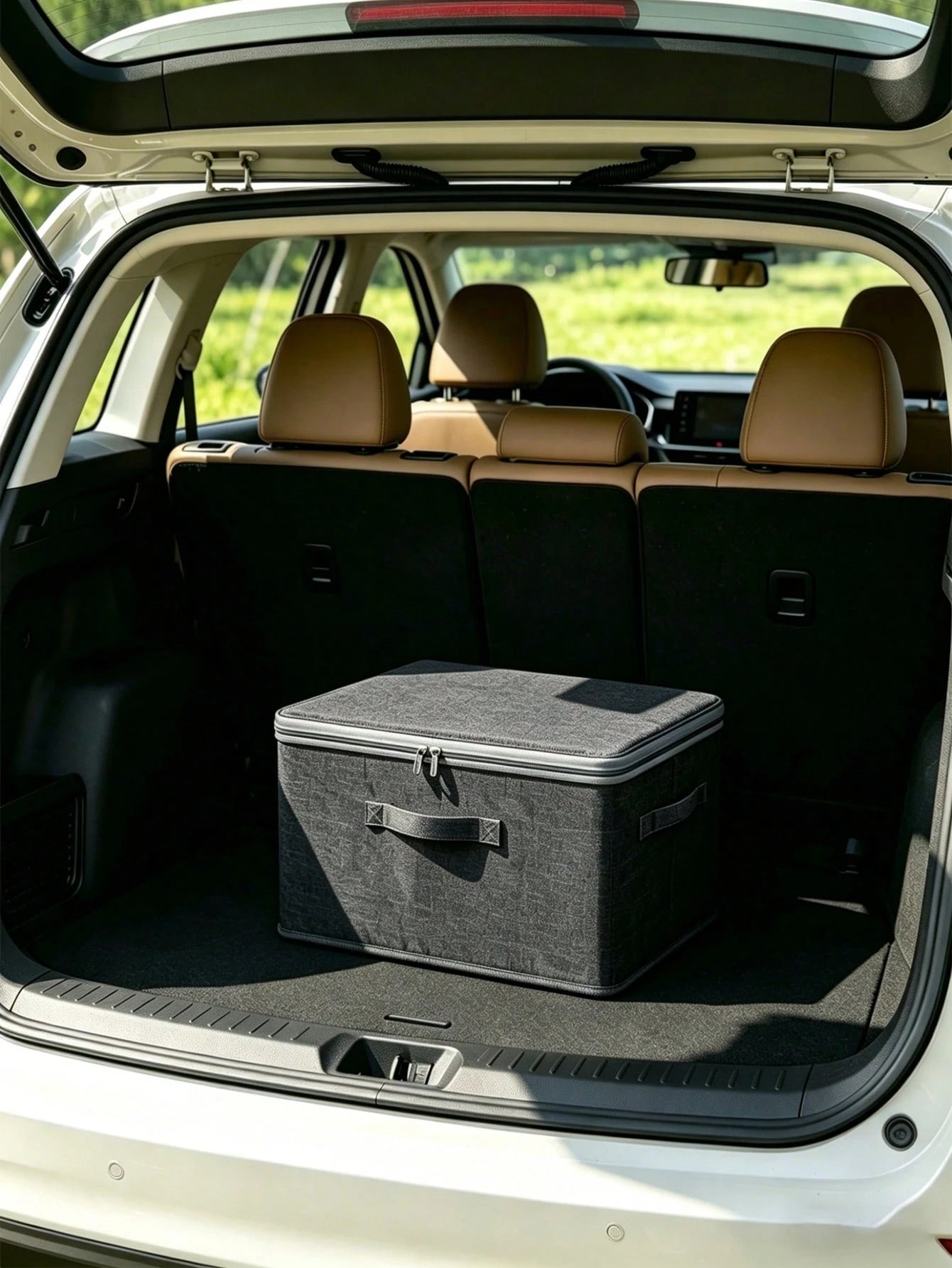 1pc Large Capacity Foldable Car Trunk Organizer With Lid And Handles- Waterproof Storage Box, Suitable For SUV And Sedan- Multifunctional Foldable Cargo Box For Clothes, Bedding, Groceries And Close