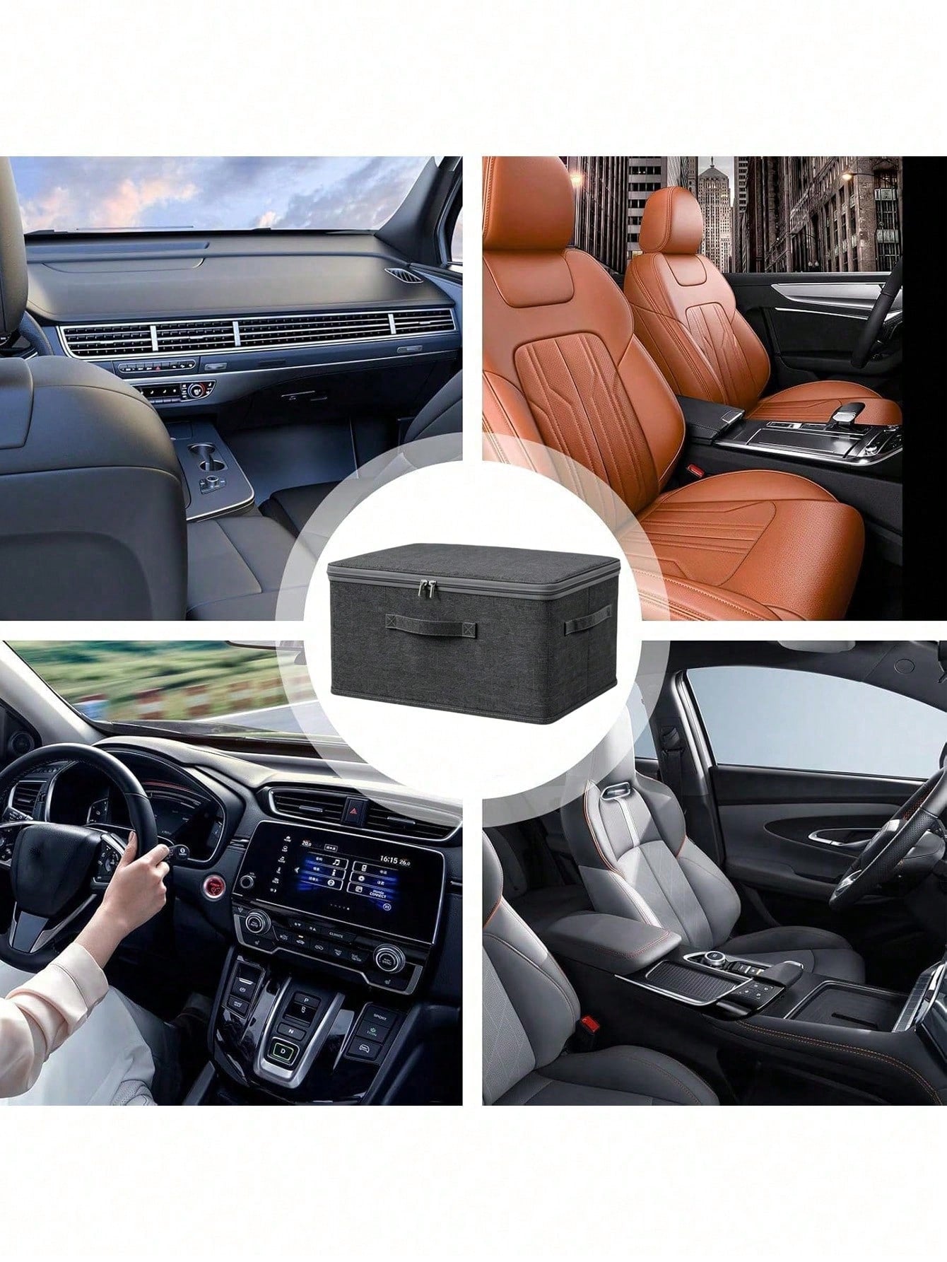 1pc Large Capacity Foldable Car Trunk Organizer With Lid And Handles- Waterproof Storage Box, Suitable For SUV And Sedan- Multifunctional Foldable Cargo Box For Clothes, Bedding, Groceries And Close