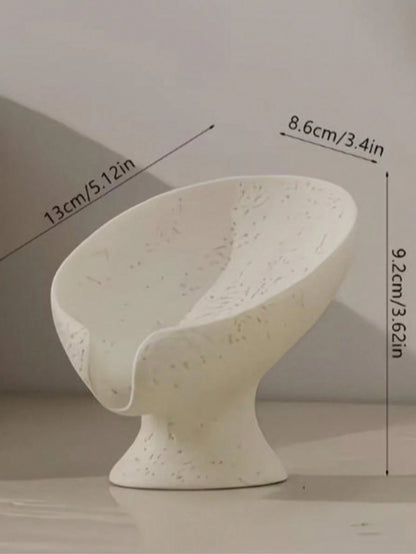 1pc Leaf-Shaped Self-Draining Soap Dish, Suitable For Keeping Soap Dry In Shower, Bathroom Sink, Kitchen Counter Or Bathtub, Appearance Similar To Gypsum Stone