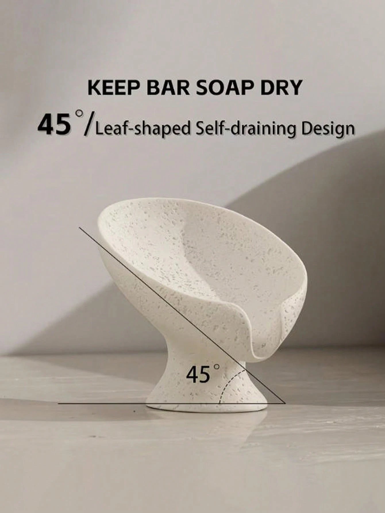 1pc Leaf-Shaped Self-Draining Soap Dish, Suitable For Keeping Soap Dry In Shower, Bathroom Sink, Kitchen Counter Or Bathtub, Appearance Similar To Gypsum Stone
