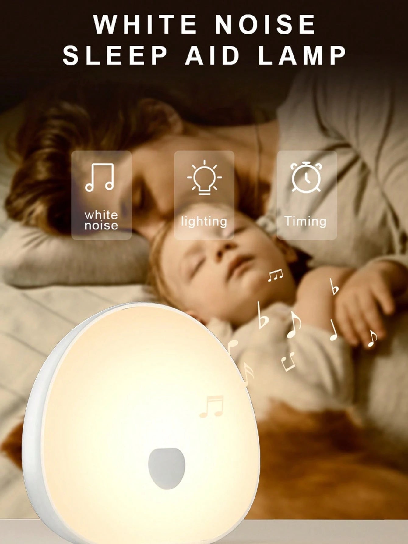 1pc LED White Noise Night Light, RGB Sleep Night Light WithNatural Sound, Color Change, Sleep Timer And USBRechargeable Function, Soothing White Noise Generator ToImprove Sleep And Relaxation