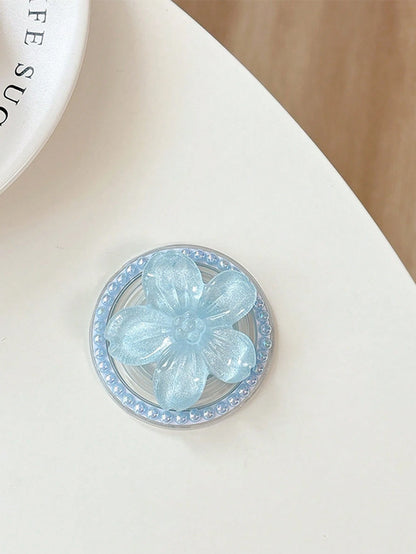 1pc Magnetic 3D Floral Transparent Phone Holder, Adhesive, Adjustable Stand, Air Cushion Stand, Magsafe Expandable Ring Grip Compatible With IPhone, Android Phone, Gift For Birthday, Family, Friends P