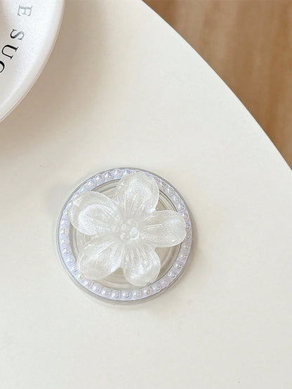 1pc Magnetic 3D Floral Transparent Phone Holder, Adhesive, Adjustable Stand, Air Cushion Stand, Magsafe Expandable Ring Grip Compatible With IPhone, Android Phone, Gift For Birthday, Family, Friends P