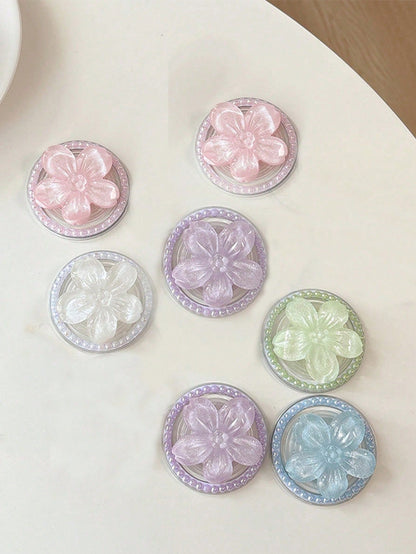 1pc Magnetic 3D Floral Transparent Phone Holder, Adhesive, Adjustable Stand, Air Cushion Stand, Magsafe Expandable Ring Grip Compatible With IPhone, Android Phone, Gift For Birthday, Family, Friends P
