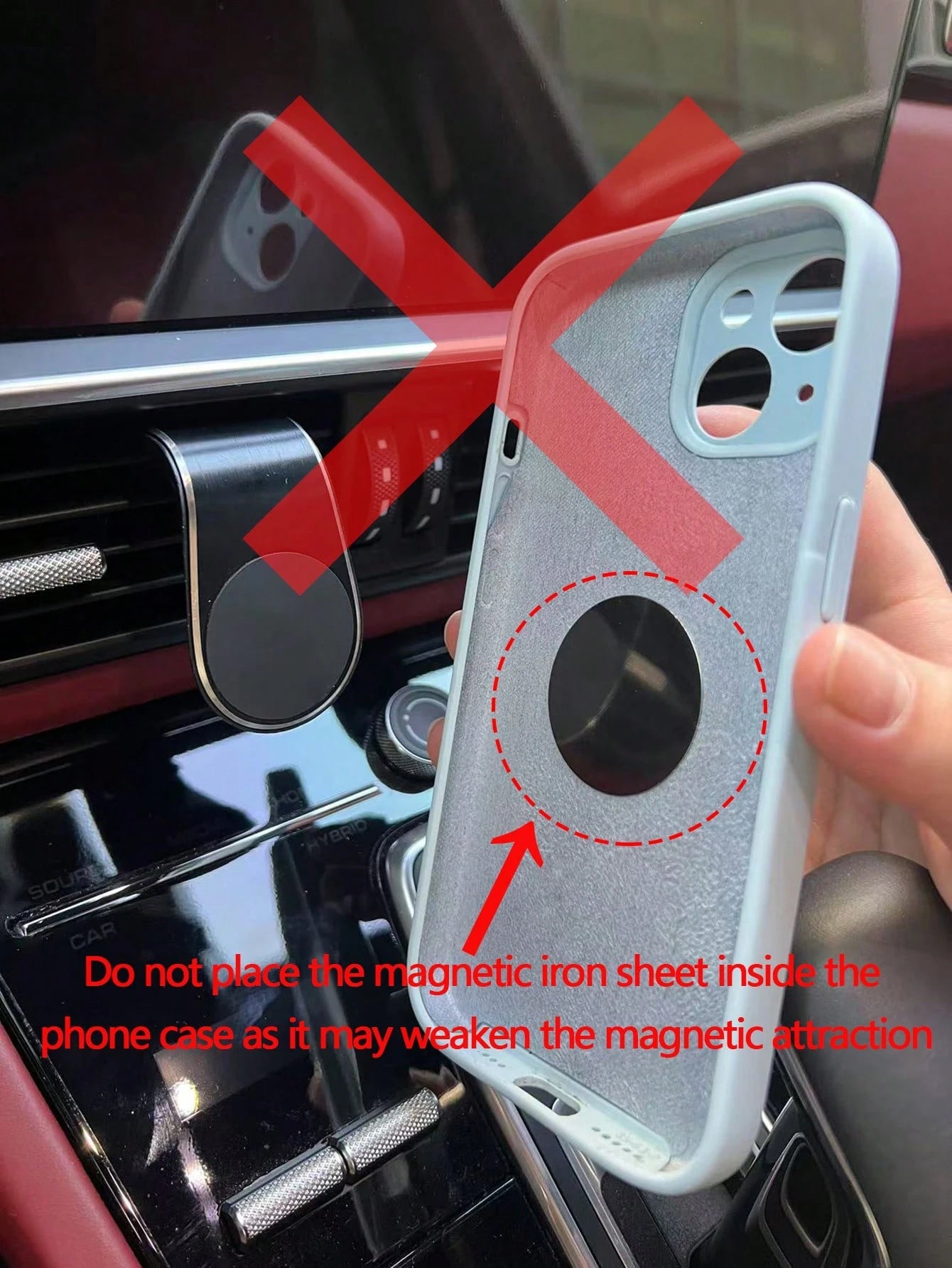 1pc Magnetic L-Shaped Car Vent Phone Holder, Horizontal & Vertical Universal Compatible With IPhone, Android Phone, Gift For Birthday, Family, Friends Car Accessories, Car Phone Holder