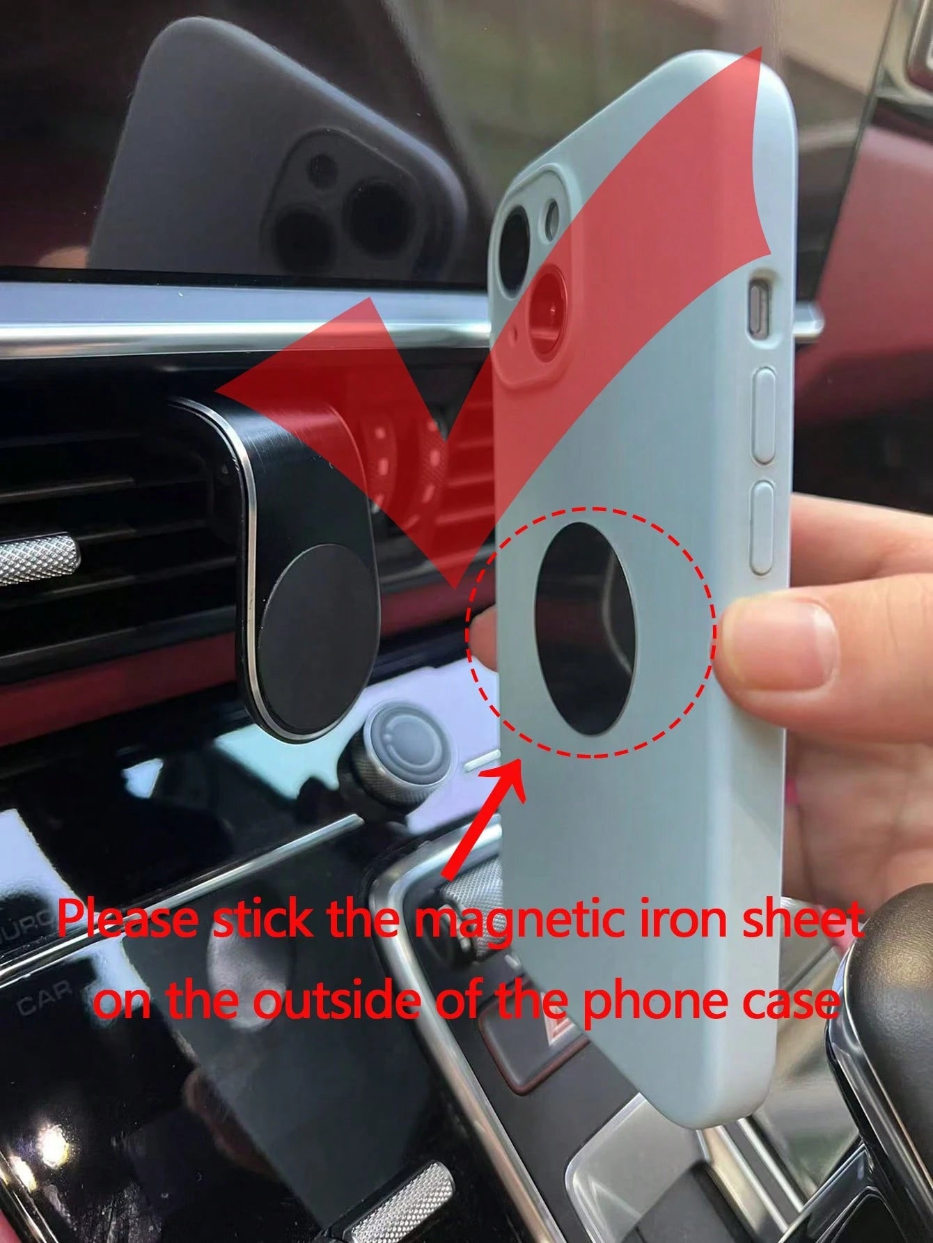 1pc Magnetic L-Shaped Car Vent Phone Holder, Horizontal & Vertical Universal Compatible With IPhone, Android Phone, Gift For Birthday, Family, Friends Car Accessories, Car Phone Holder