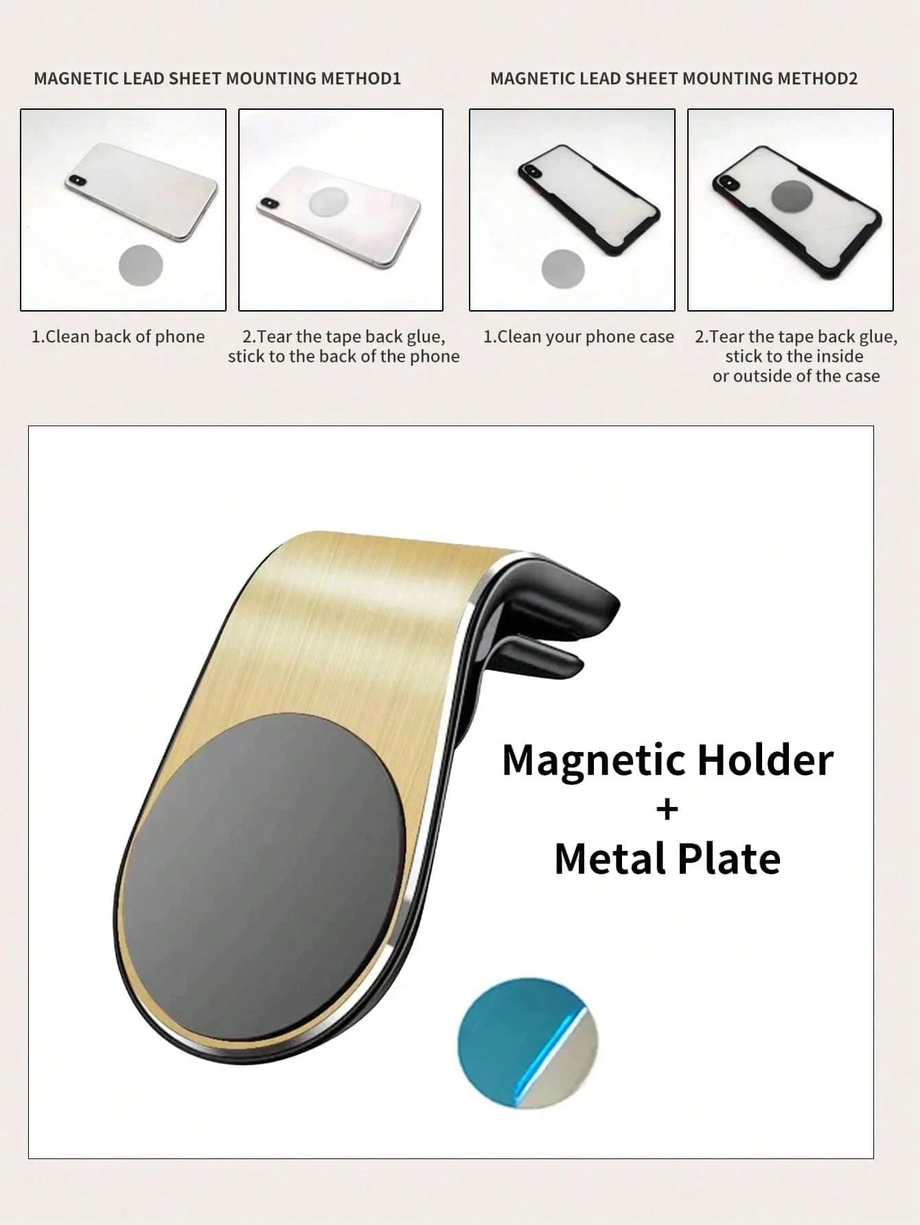 1pc Magnetic L-Shaped Car Vent Phone Holder, Horizontal & Vertical Universal Compatible With IPhone, Android Phone, Gift For Birthday, Family, Friends Car Accessories, Car Phone Holder
