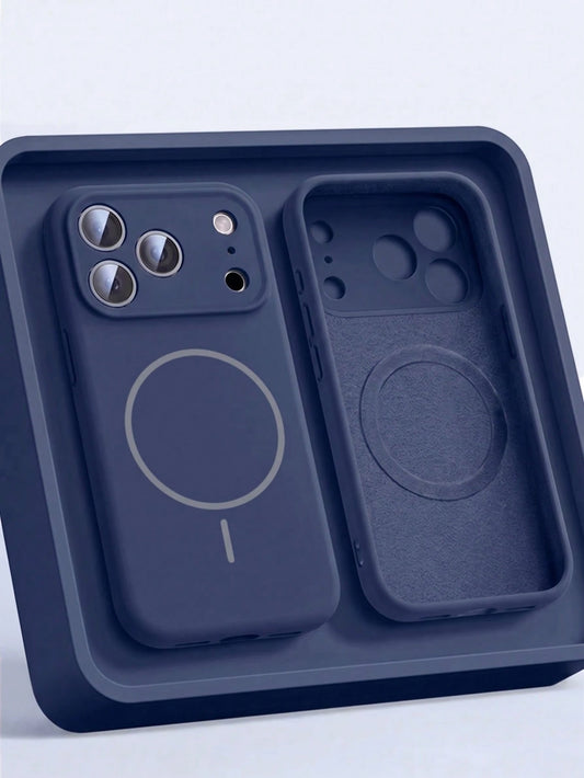 1pc Matte Liquid Silicone Minimalist Magnetic Phone Case, Compatible With IPhone 18 Pro Max 17 AIR 16 15 14 13 12 Pro Max Plus, Supports Wireless Charging, Soft Silicone Back Cover