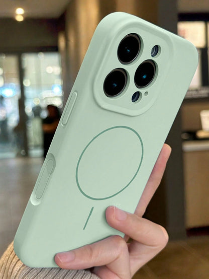 1pc Matte Liquid Silicone Minimalist Magnetic Phone Case, Compatible With IPhone 18 Pro Max 17 AIR 16 15 14 13 12 Pro Max Plus, Supports Wireless Charging, Soft Silicone Back Cover
