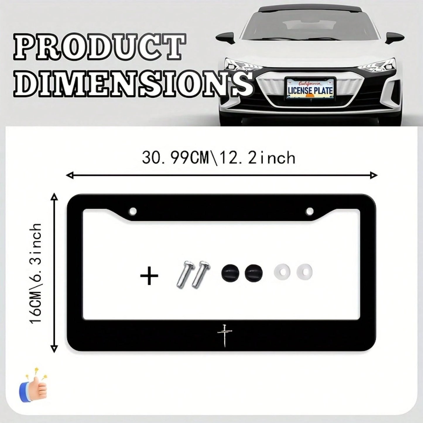 1pc Metal Car License Plate Frame, Waterproof And Easy To Clean, Suitable For American And Canadian Cars, Holiday Gift, Unisex, Dimensions: 31cm*16cm (12.2* 6.67inch ),License Plate Frame,Car Accesorr