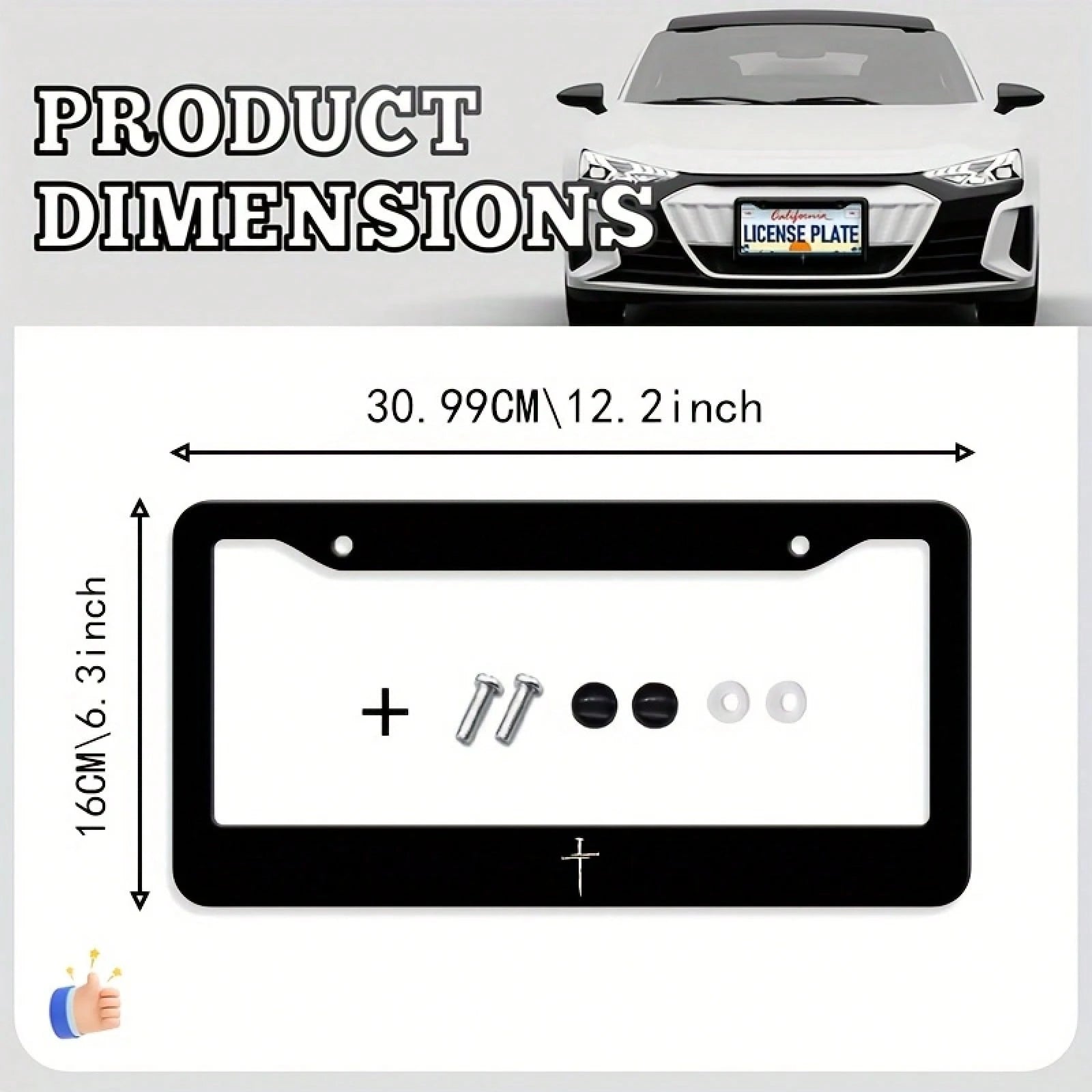 1pc Metal Car License Plate Frame, Waterproof And Easy To Clean, Suitable For American And Canadian Cars, Holiday Gift, Unisex, Dimensions: 31cm*16cm (12.2* 6.67inch ),License Plate Frame,Car Accesorr