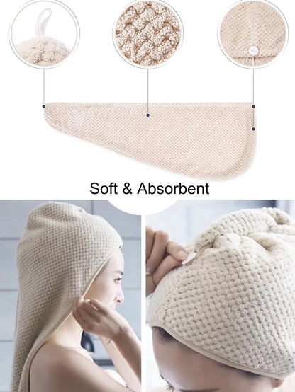 1pc Microfiber Hair Towel For Women, Super Absorbent & Quick Dry Hair Drying Wrap With Elastic Strap, Suitable For Long & Short Hair, Perfect For Home Use